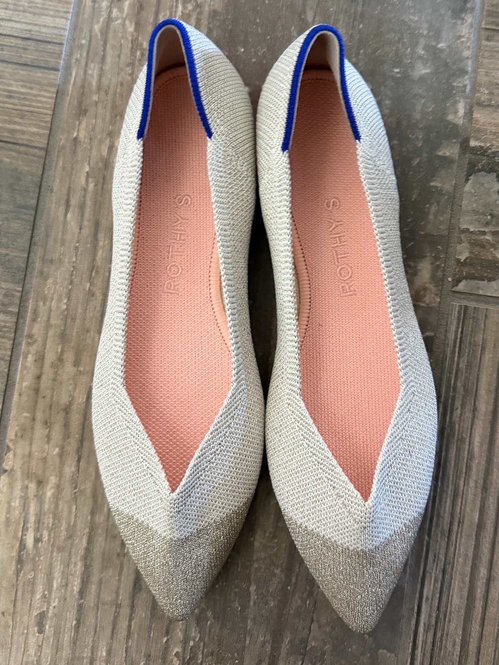 Rothy's The Pointed Toe Ballet Flat Slip On Diamond Metallic Size 6.5 - Picture 4 of 7